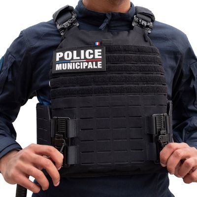 housse gilet pare-balles porte plaques QUICK Release Police Municipale noir largage rapide