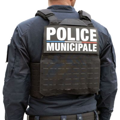 housse gilet pare-balles porte plaques QUICK Release rider Police Municipale noir vue de dos